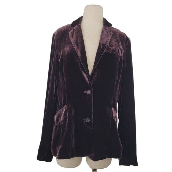 Sundance Sofia Velvet Jacket Womens 4 Deep Plum Purple‎ Rayon Silk Boho Oldmoney - Picture 1 of 10